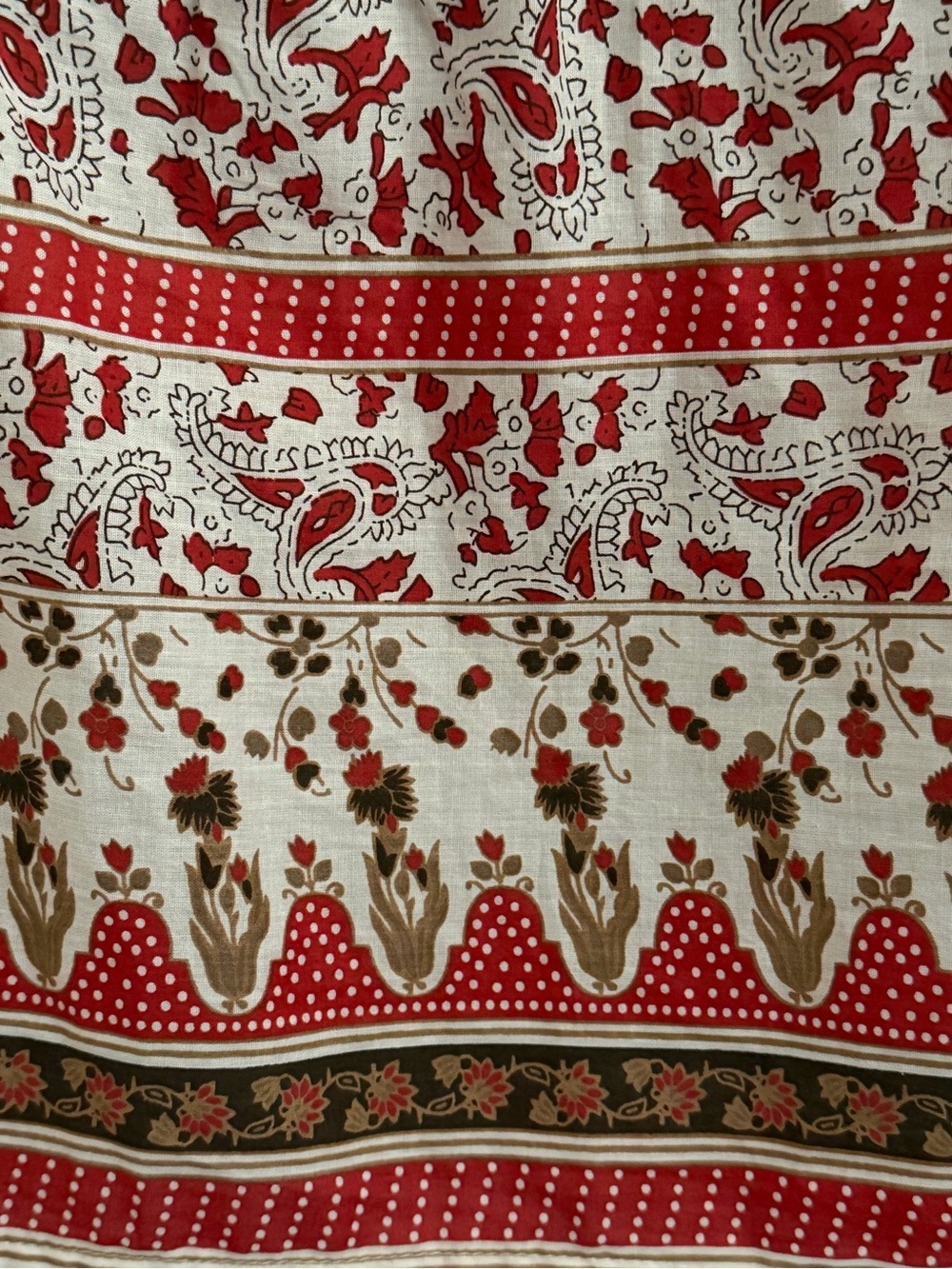 NWT Calypso St.Barth Boho Ruffle Yoke Peasant Blouse Top - Red Floral Print - L - Picture 10 of 15